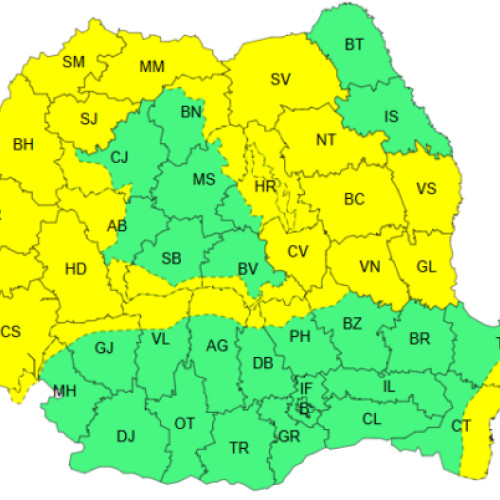 Avertizare meteorologică: Cod galben de vânt pentru 30 de județe