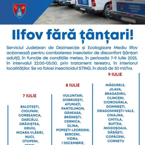 Campania „Ilfov fără țânțari” continuă în alte localități din județ