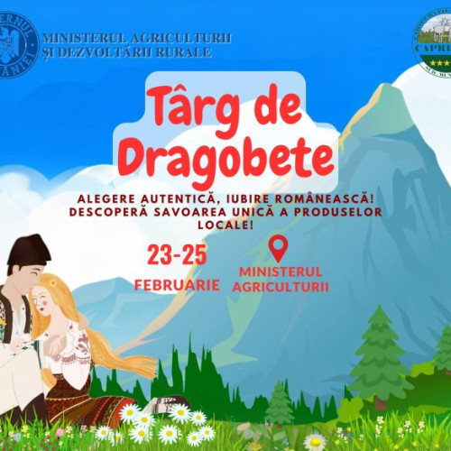 Targul de Dragobete prezentat de MADR, cu sprijinul Cooperativei Agricole Caprirom Sud Muntenia, aduce o selectie larga de produse traditionale si locale. Valoarea produselor recunoscute la nivel european va fi evidenta in cadrul targului.