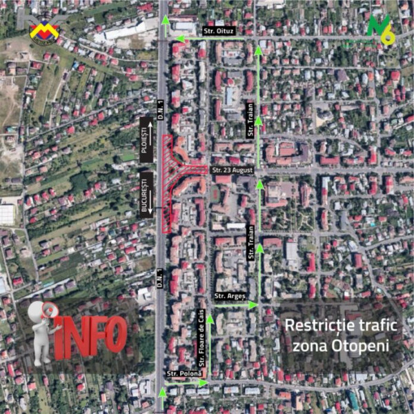 DN1 Otopeni: restricții pentru stația de metrou Otopeni