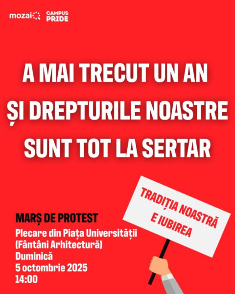 Marș de protest pentru drepturile cuplurilor gay, organizat la București de MozaiQ