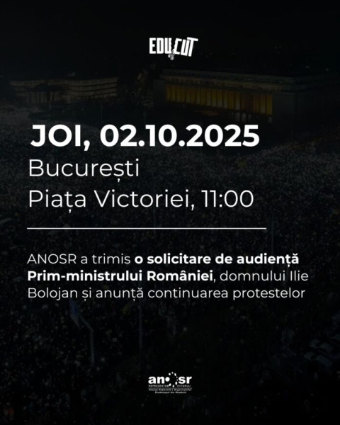 Studenţii protestează în Piaţa Victoriei faţă de tăierile din fondul de burse şi reducerea facilităţilor