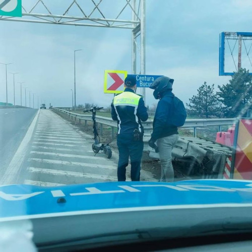 Barbat amendat pentru circulatia cu trotineta pe Autostrada Soarelui. S-a aplicat o amenda in valoare de 990 lei