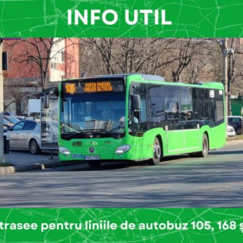 Modificări de trasee pentru autobuzele 105, 168 și N116 în perioada 30.05-03.06.2024