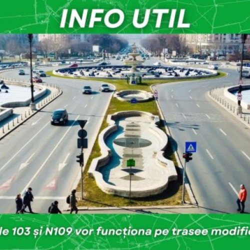 Modificări de trasee pentru liniile 103 și N109 din cauza lucrărilor la rețeaua de gaze